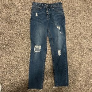 Distressed Blue Denim Jeans